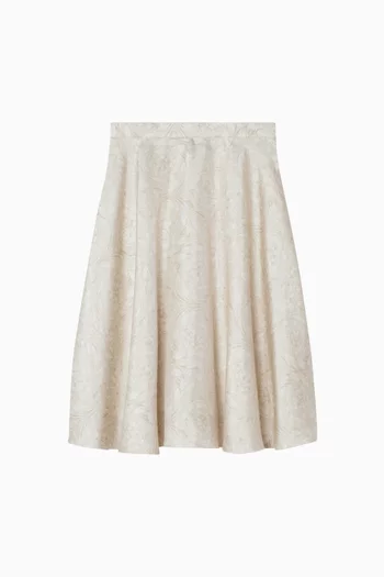 Barocco-print Flared Skirt in Twill