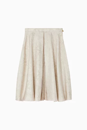 Barocco-print Flared Skirt in Twill