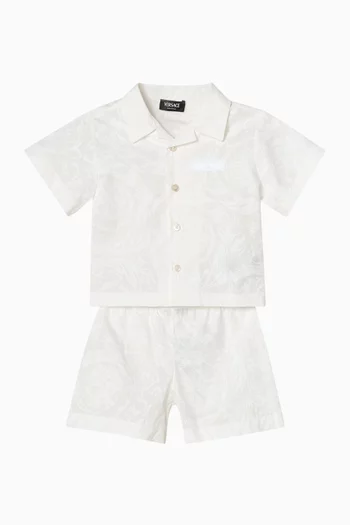 Barocco Shirt & Shorts Set in Cotton-poplin