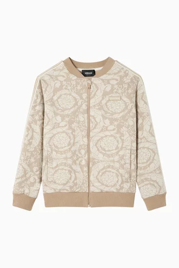 Barocco Jacquard Zip Sweatshirt in Cotton-jersey