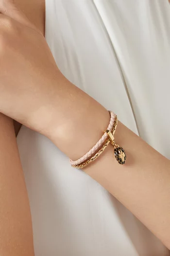 Serpenti Forever Bracelet in Leather & Gold-plated Brass