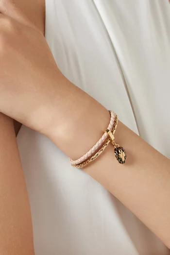 Serpenti Forever Bracelet in Leather & Gold-plated Brass