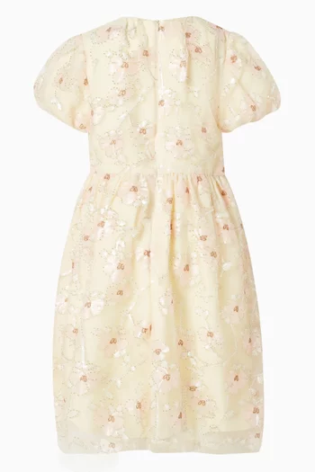 فستان بنقشة زهور تول