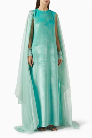 Cape-sleeve Kaftan Gown