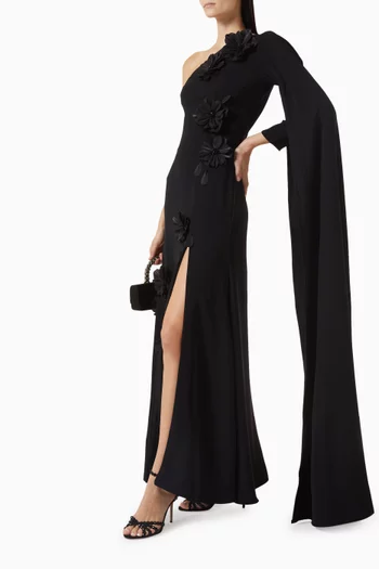 One-shoulder Cape Dress