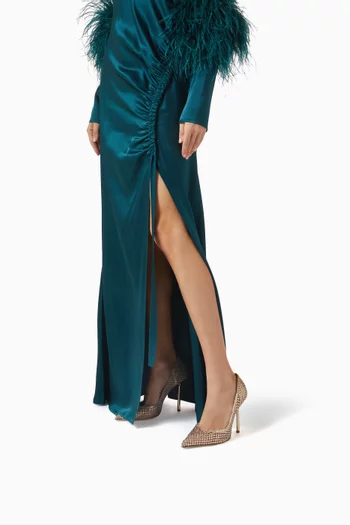 حذاء كلاسيك ديكو جيلدا بكعب 90 مم قماش شبكي مرصع بالكريستال