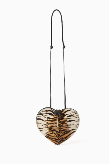 Le Coeur Crossbody Bag in Zebra-print Fur