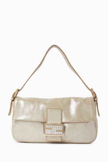 حقيبة كتف بتصميم مستطيل من الألفينيات جلد لامع