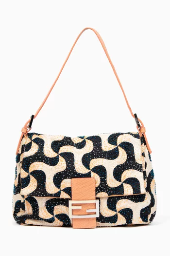 2000s Beaded Swirl Mamma Baguette Shoulder Bag
