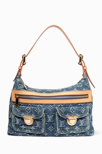 حقيبة كتف باجي بي ام من الألفينيات دينم بنقشة شعار الماركة