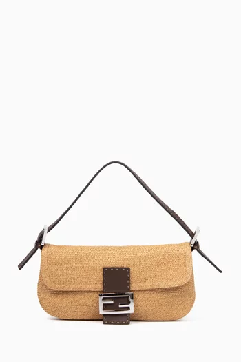 2000s Selleria Baguette Shoulder Bag in Raffia