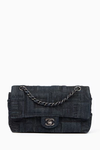 2016 No.5 Perfume Bottle Single Flap Bag in Stitched Denim