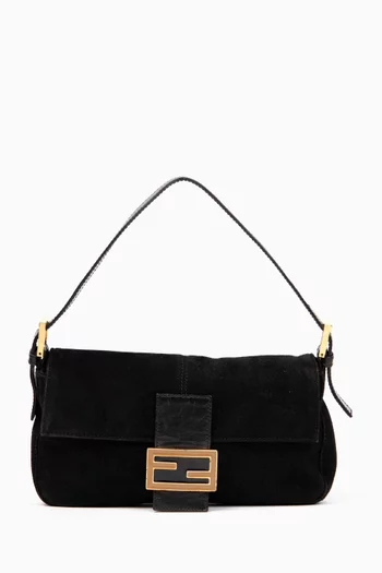 2000s Baguette Shoulder Bag in Suede