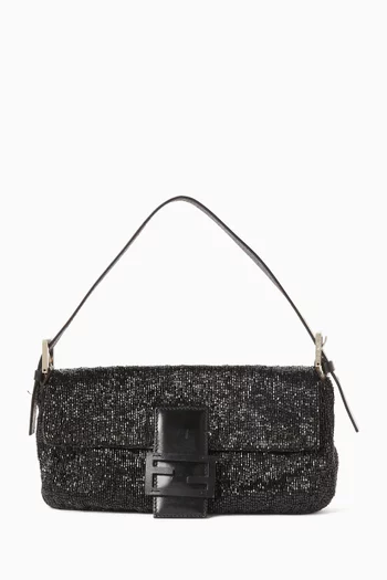 حقيبة كتف مستطيلة مزينة بالخرز من الألفينيات