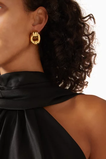 أقراط نارا بتصميم عقدة بارزة الملمس نحاس مطلي ذهب عيار 24