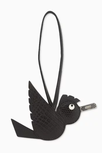 Unused Birdy Charm in Black Goat, Alligator, Lizard, Epsom and Lambskin Leather