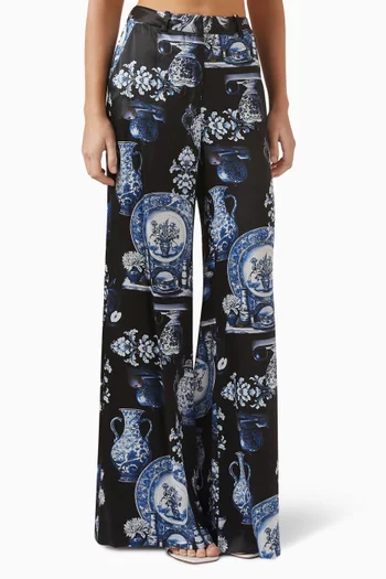 Pilar Wide-leg Pants in Silk