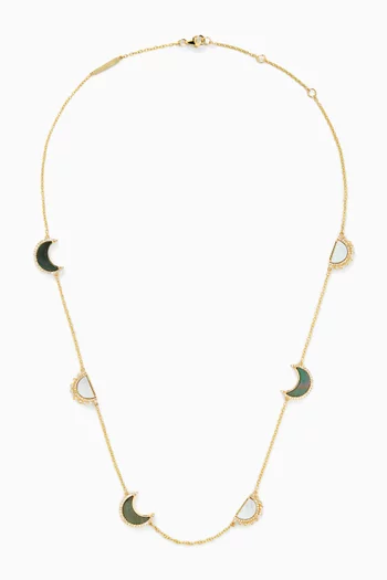 My Sky-Sun & Moon Diamonds & Mother of Pearl Necklace in 18kt Rose Gold