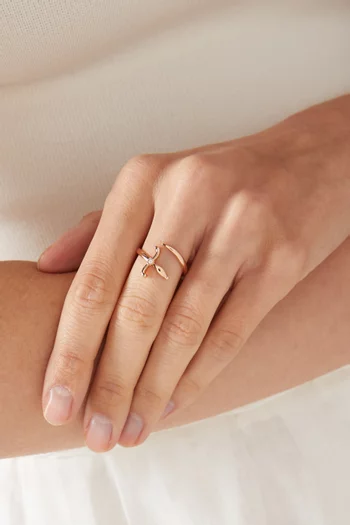 خاتم سوردز أوف لاف مرصع بالماس ذهب وردي عيار 18