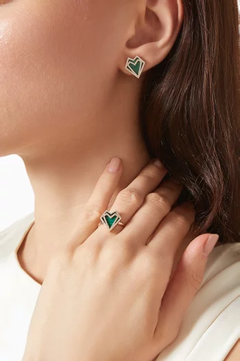 My Heart Diamond & Malachite Ring in 18kt Rose Gold