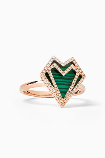 My Heart Diamond & Malachite Ring in 18kt Rose Gold