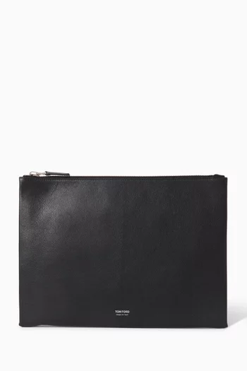 Large Slim Pouch in Leather