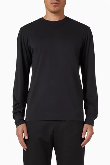 تي شيرت بفتحة رقبة مستديرة قطن ولايوسيل