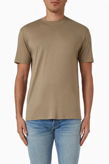 تي شيرت بفتحة رقبة مستديرة قطن ولايوسيل