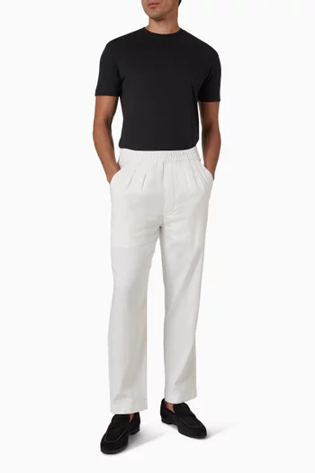 بنطال للبيت بطيّات وخطوط مزينة بنقشة هيرنغ بون قطن وحرير