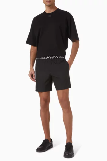 شورت سباحة بحزام خصر بشعار الماركة