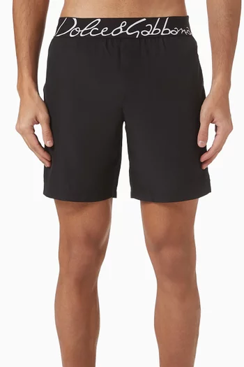 شورت سباحة بحزام خصر بشعار الماركة