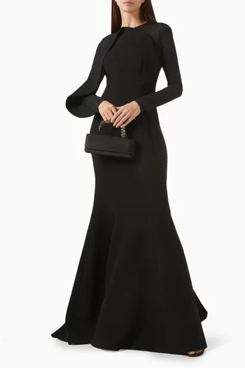 فستان سهرة واسع بدرابيه