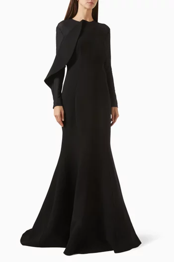 فستان سهرة واسع بدرابيه