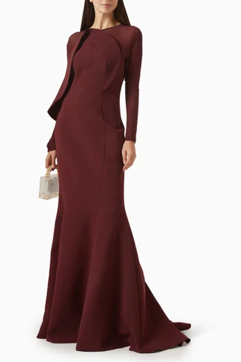 فستان سهرة واسع بدرابيه