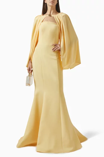 فستان سهرة بقصة حورية البحر بكاب