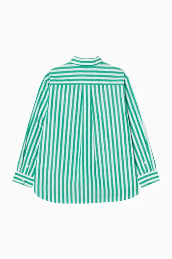 Striped Logo Shirt in Cotton-poplin
