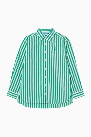 Striped Logo Shirt in Cotton-poplin