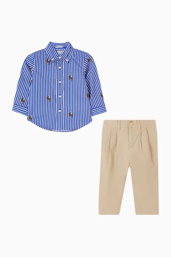 طقم متناسق بشعار لاعب البولو على الحصان قطن