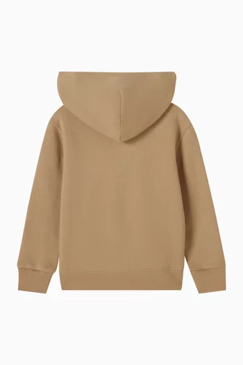 كنزة بغطاء رأس وسحّاب مزيج قطن