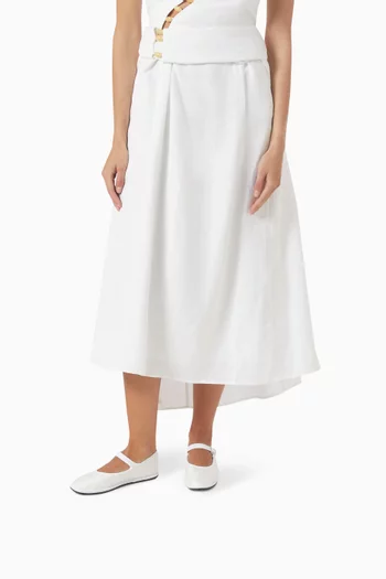 Floral-embroidered Mary Jane Flats in Cotton