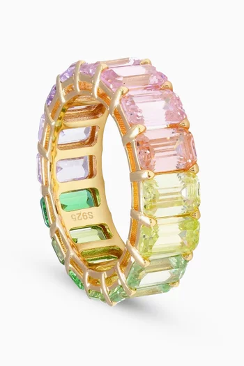 Cotton Candy Baguette Ring in 18kt Gold-plated Silver