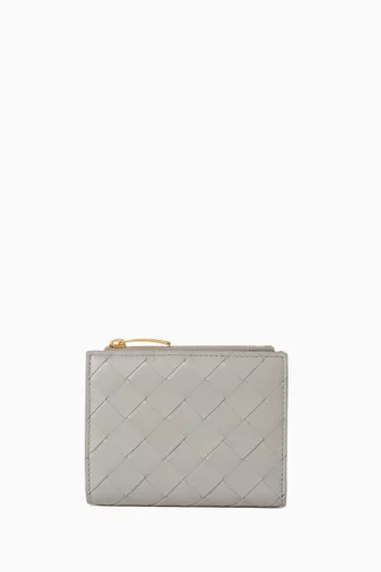 محفظة صغيرة ثنائية الطي جلد مجدول