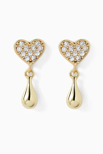 Heart Mini Crystal Earrings in 18kt Gold-plated Metal