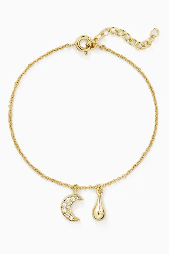 سوار مون بتصميم سلسلة معدن مطلي ذهب عيار 18