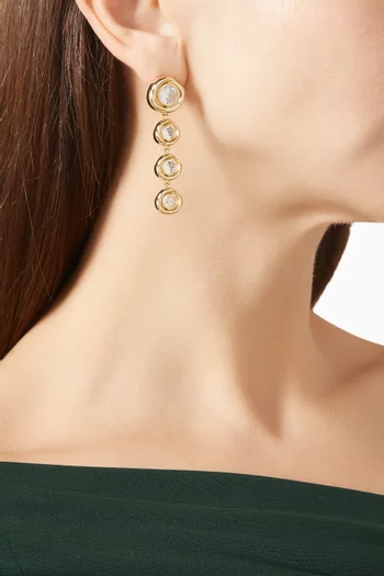 أقراط كارلو متدلية مرصعة بكريستال معدن مطلي بالذهب عيار 18‏