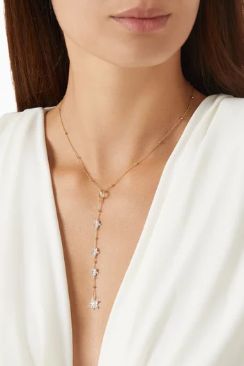 قلادة بسلسلة متدلية بحلي على شكل زهور مرصعة بالكريستال معدن مطلي بالذهب عيار 18‏