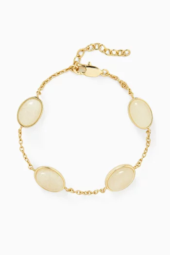 سوار مالفو بتصميم سلسلة مرصعة بحجر القمر معدن مطلي ذهب عيار 18