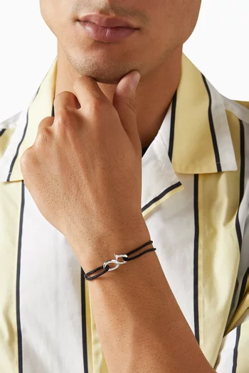 سوار بتصميم حبل وحلية على شكل مسمار مقوس فضة إسترلينية