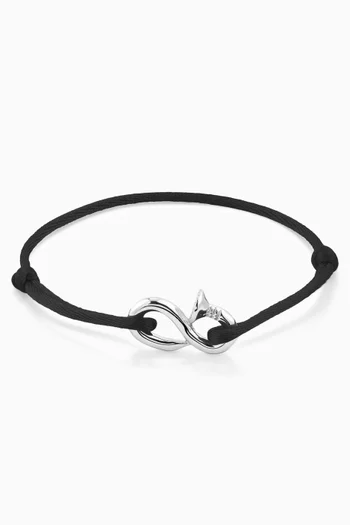 سوار بتصميم حبل وحلية على شكل مسمار مقوس فضة إسترلينية