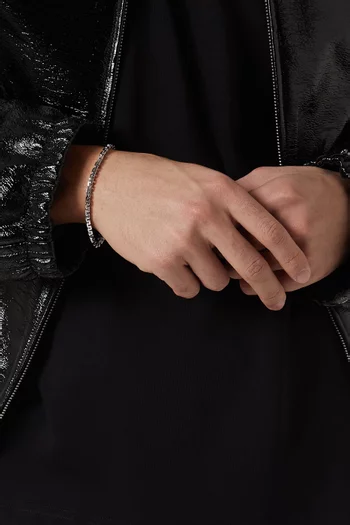 سوار بتصميم سلسلة بحلقات مربعة فضة إسترلينية